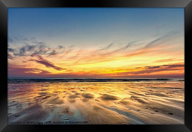 Breathtaking Woolacombe Sunset Framed Print by Jeremy Sage