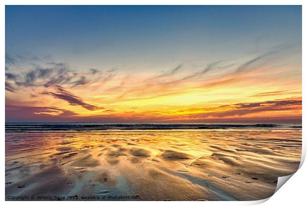 Breathtaking Woolacombe Sunset Print by Jeremy Sage
