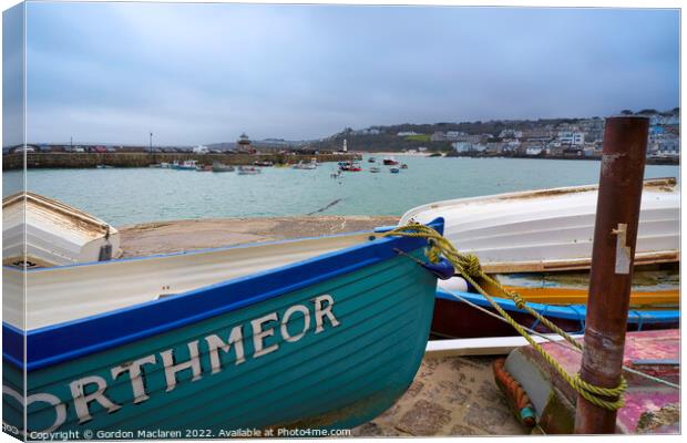 Boats on the Harbour, St Ives, Cornwall Canvas Print by Gordon Maclaren
