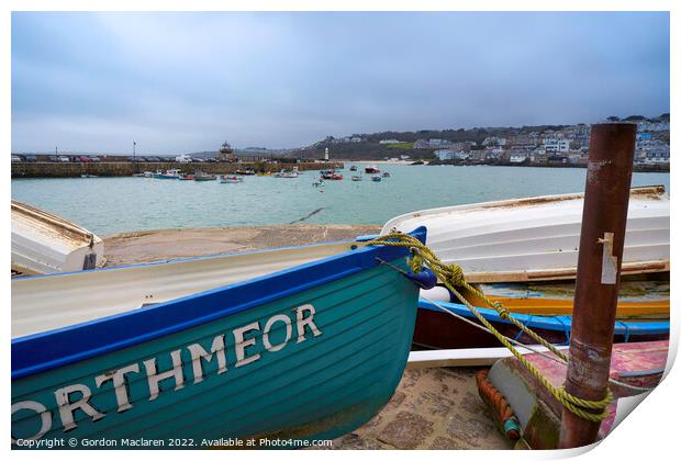 Boats on the Harbour, St Ives, Cornwall Print by Gordon Maclaren
