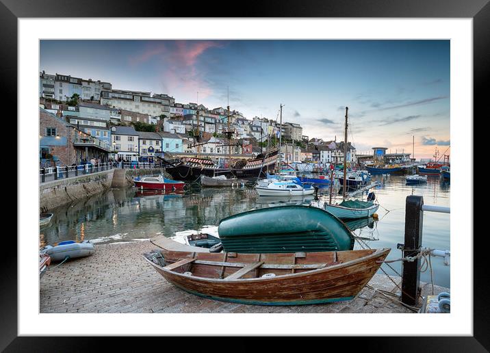 Dusk over Brixham Framed Mounted Print by Helen Hotson