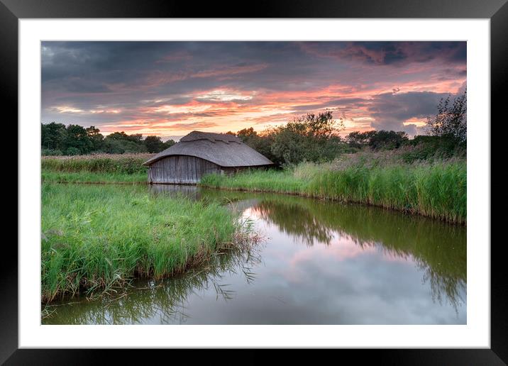 Sunset on the Norfolk Broads Framed Mounted Print by Helen Hotson