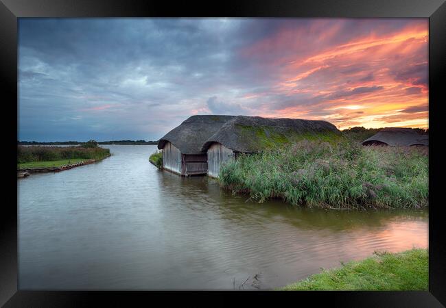 Sunset over Hickling Broad in Norfolk Framed Print by Helen Hotson