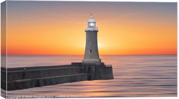 Majestic Tynemouth Lighthouse at Sunset Canvas Print by Kevin Maughan