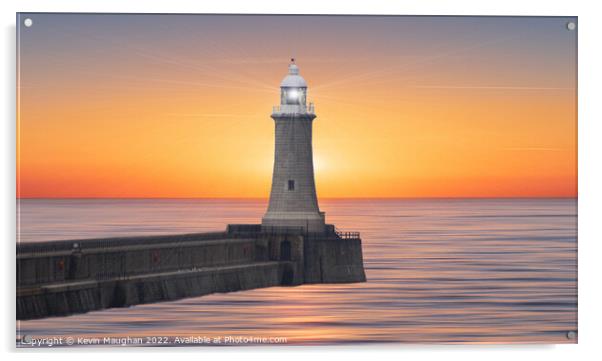 Majestic Tynemouth Lighthouse at Sunset Acrylic by Kevin Maughan