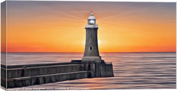 Tynemouth Lighthouse North Pier (Digital Art) Canvas Print by Kevin Maughan