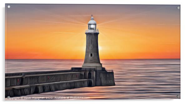 Tynemouth Lighthouse North Pier (Digital Art) Acrylic by Kevin Maughan