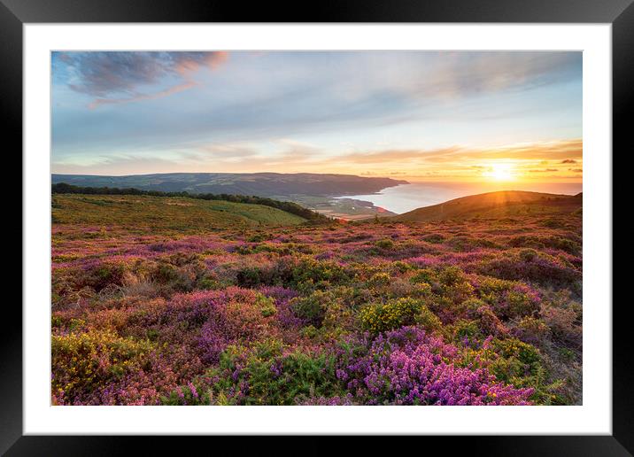 Sunset at Bossington Hill in Somerset Framed Mounted Print by Helen Hotson
