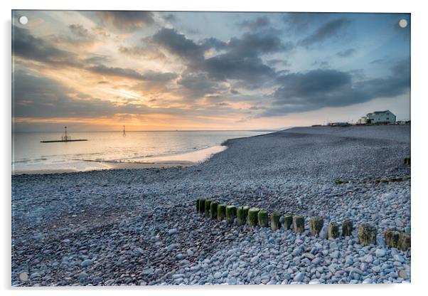 Sunrise at Minehead Acrylic by Helen Hotson