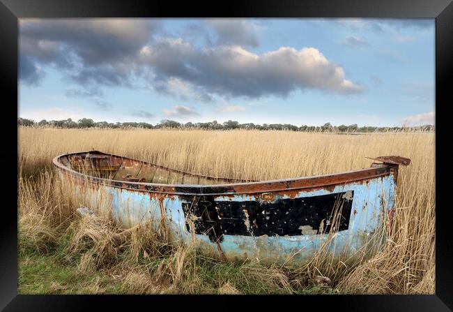 Shipwrecked Boat Framed Print by Helen Hotson
