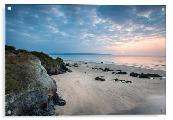 Cornwall Coast at Hayle Acrylic by Helen Hotson
