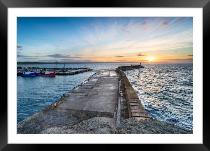 Sunset at Burghead Framed Mounted Print by Helen Hotson