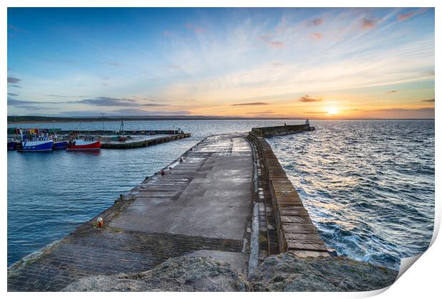 Sunset at Burghead Print by Helen Hotson