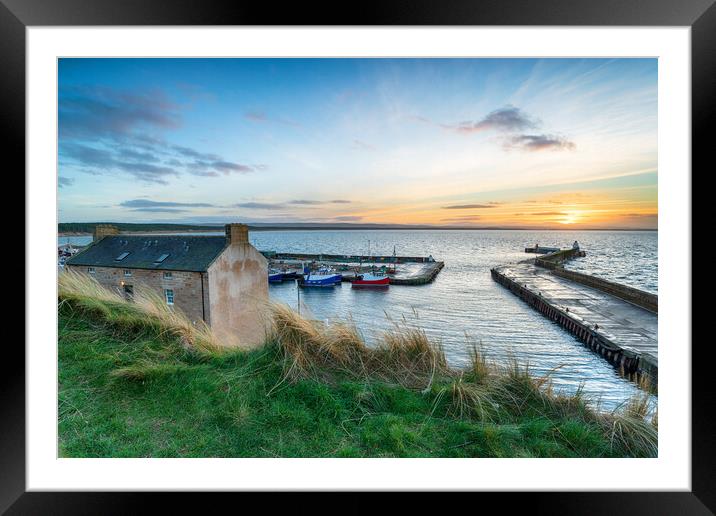 Sunset at Burghead in Scotland Framed Mounted Print by Helen Hotson