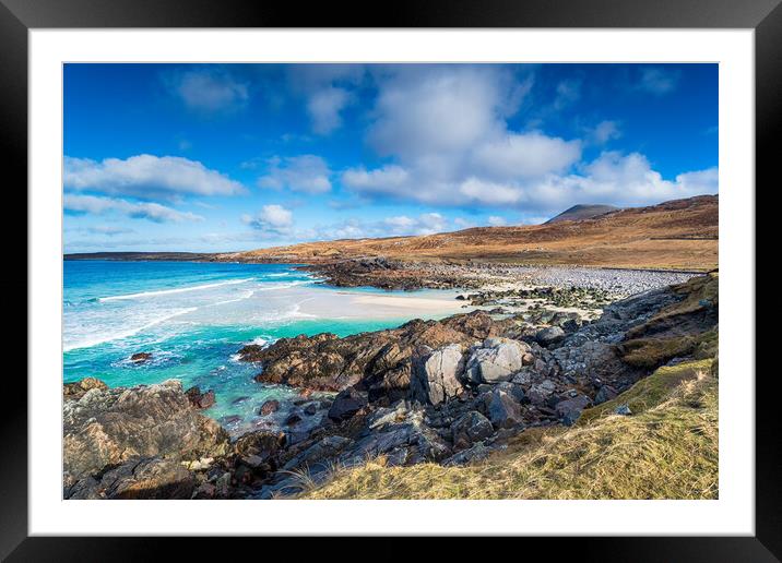 A remote beach at Mealista on the Isle of Lewis Framed Mounted Print by Helen Hotson