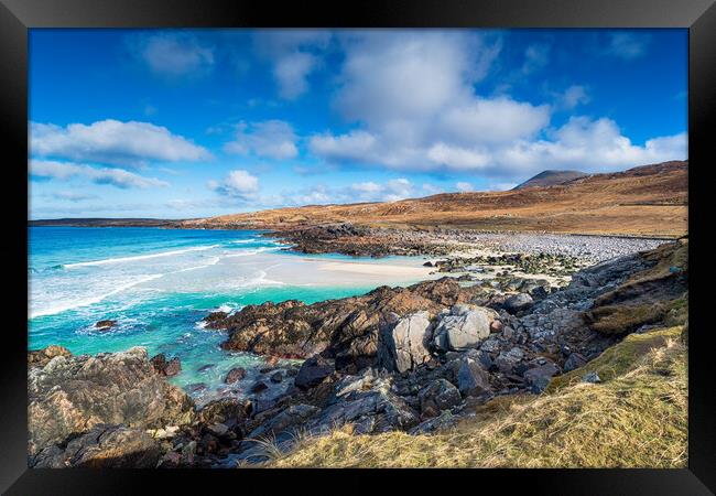A remote beach at Mealista on the Isle of Lewis Framed Print by Helen Hotson