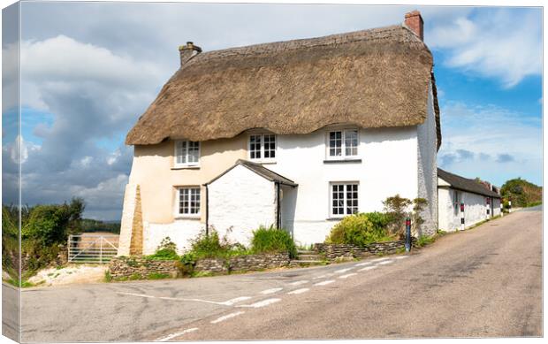 English Thatched Cottage Canvas Print by Helen Hotson