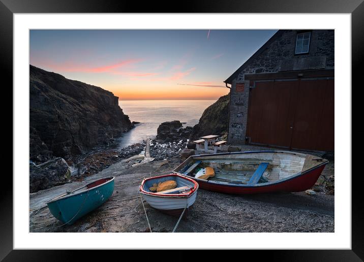 Boats at Church Cove Framed Mounted Print by Helen Hotson