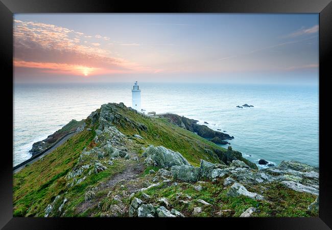 Start Point Lighthouse in Devon Framed Print by Helen Hotson