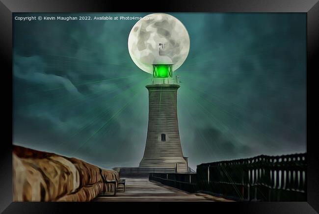 Tynemouth Lighthouse North Pier (Digital Art) Framed Print by Kevin Maughan