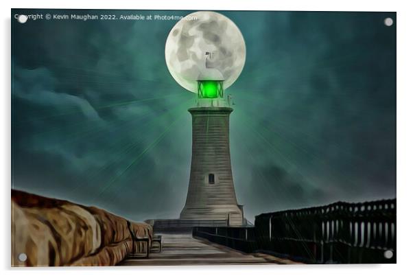 Tynemouth Lighthouse North Pier (Digital Art) Acrylic by Kevin Maughan