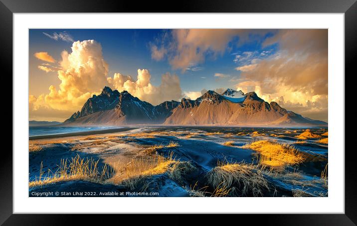 Vestrahorn mountains in Stokksnes, Iceland. Framed Mounted Print by Stan Lihai