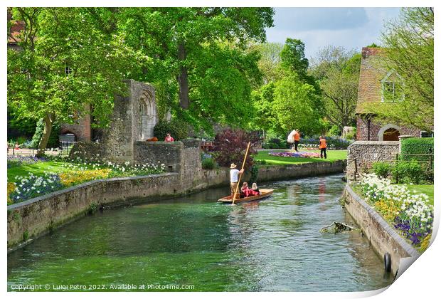 Great Stour river in Westgate Gardens, Canterbury,England. Print by Luigi Petro