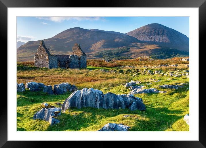 The ruins of the old manse at Kilchrist near Broadford  Framed Mounted Print by Helen Hotson
