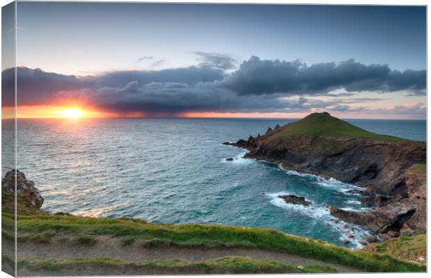 Stormy Sunset over the Rumps Canvas Print by Helen Hotson