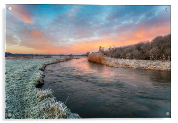 Dramatic winter sunrise over the river Frome Acrylic by Helen Hotson