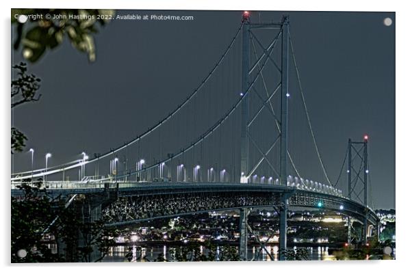 Nighttime Beauty of Forth Road Bridge Acrylic by John Hastings