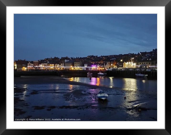 Whitby Harbour at Night Framed Mounted Print by Fiona Williams