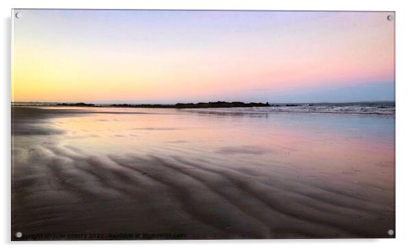 Rainbow Sunset at Low Tide Acrylic by Julie Gresty