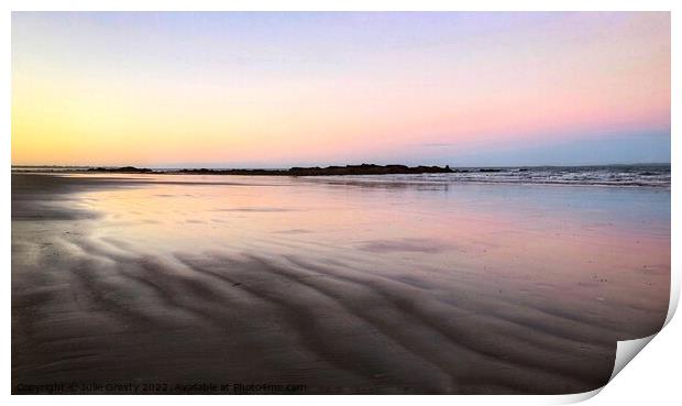 Rainbow Sunset at Low Tide Print by Julie Gresty