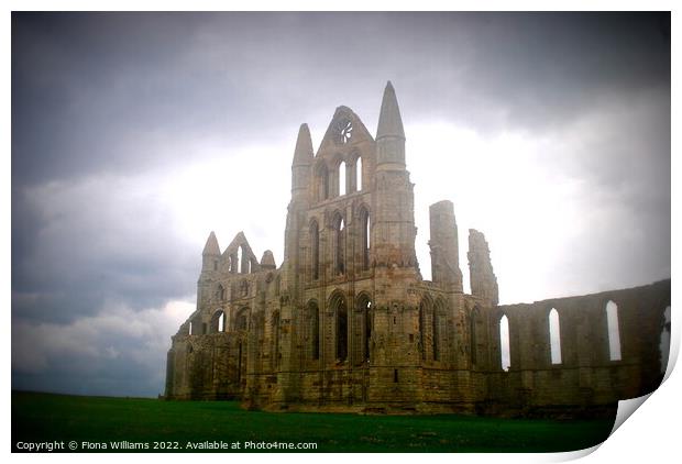 Whitby Abbey Atmospheric Print by Fiona Williams