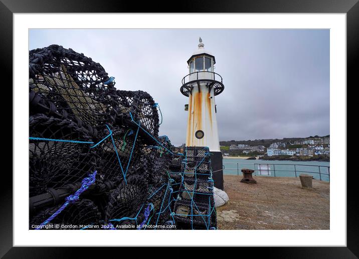 Lighthouse house on Smeatons pier St Ives Cornwall. Framed Mounted Print by Gordon Maclaren