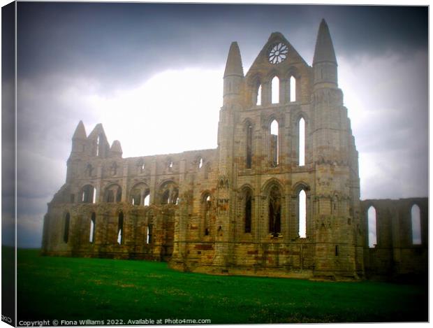 Whitby Abbey Atmospheric Canvas Print by Fiona Williams