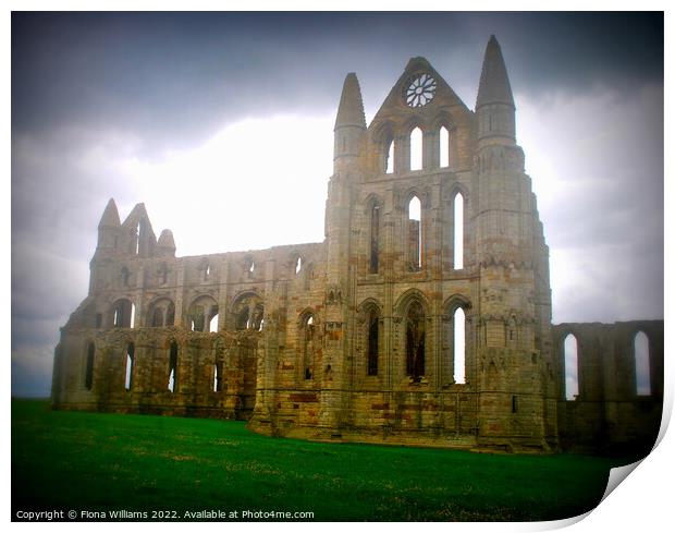 Whitby Abbey Atmospheric Print by Fiona Williams