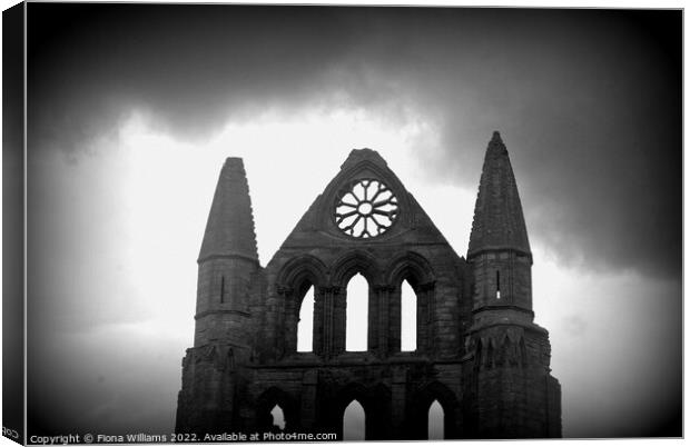 whitby abbey front in black and white Canvas Print by Fiona Williams