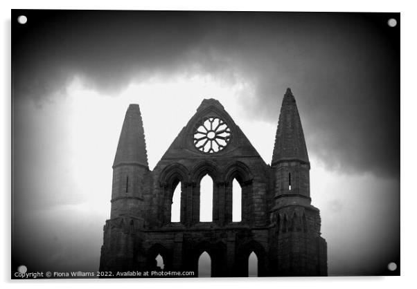 whitby abbey front in black and white Acrylic by Fiona Williams