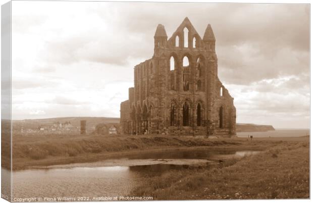 Whitby Abbey in Sepia Canvas Print by Fiona Williams
