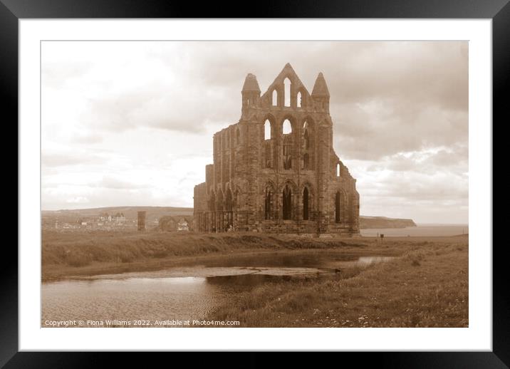 Whitby Abbey in Sepia Framed Mounted Print by Fiona Williams