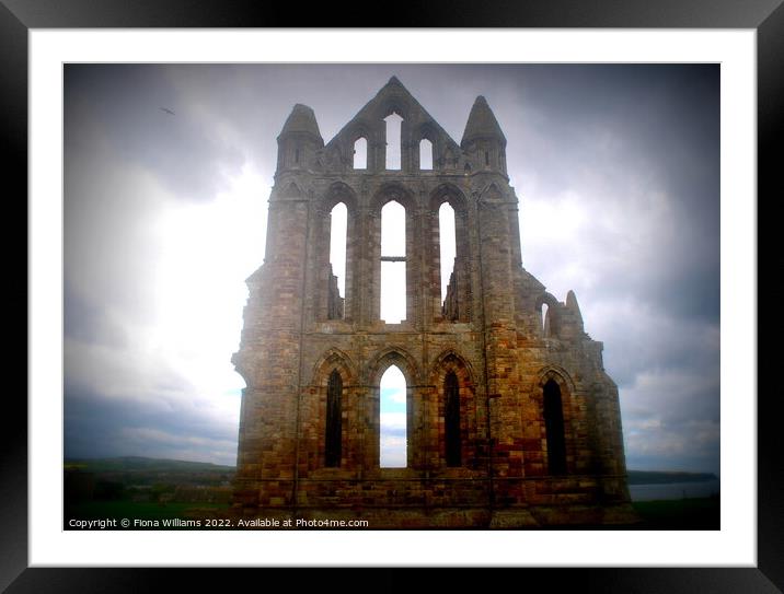 Whitby Abbey on a cloudy day Framed Mounted Print by Fiona Williams