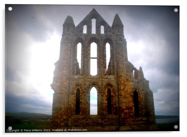 Whitby Abbey on a cloudy day Acrylic by Fiona Williams