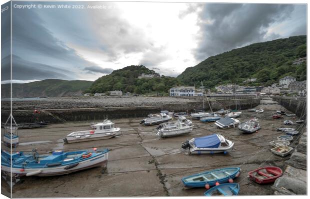 Lynmouth harbour tide is out Canvas Print by Kevin White