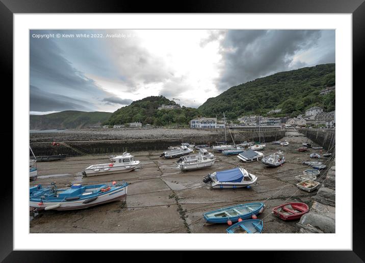 Lynmouth harbour tide is out Framed Mounted Print by Kevin White