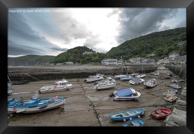 Lynmouth harbour tide is out Framed Print by Kevin White