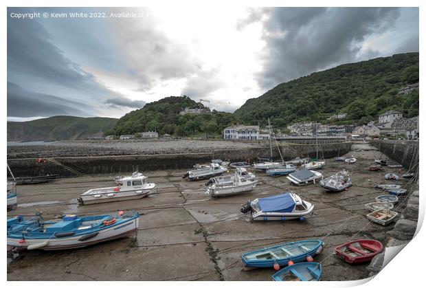 Lynmouth harbour tide is out Print by Kevin White