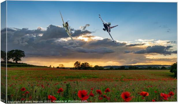 BBMF Spitfire and Eurofighter Typhoon Canvas Print by Brett Pearson