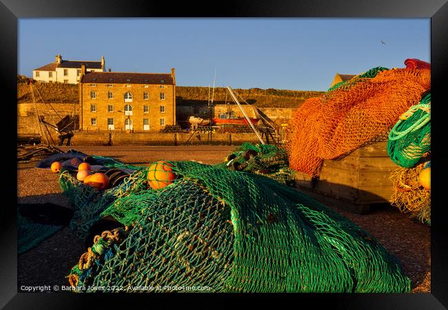 Burghead Harbour Scene Moray Coast Scotland. Framed Print by Barbara Jones